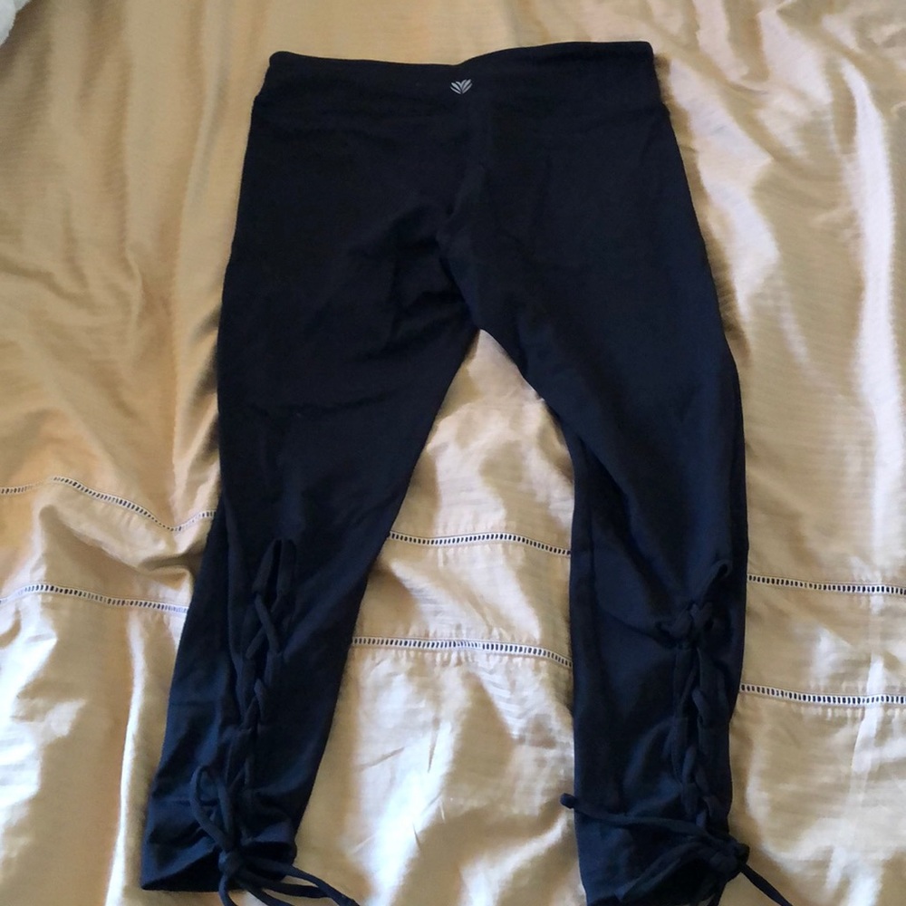 Black Yoga Pants with strappy calf detail M